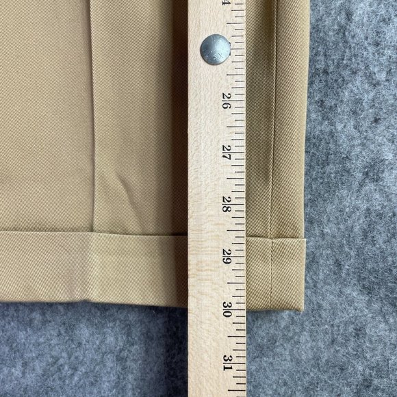 Brooks Brothers Chino Pants Men 31 x 30 Beige Tan Elliot Fit Cuffed Pleated - Picture 10 of 11